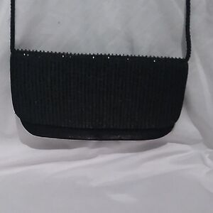 La Regale Black Beaded Bag with Structured Design